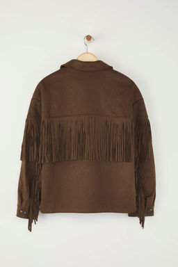 Ozel Koleksiyon Kahverengi Oversize Kal?p Puskul Detayl? Suet Ince Ceket Mont TWOAW26MO00043 - Trendyolmilla фото 8