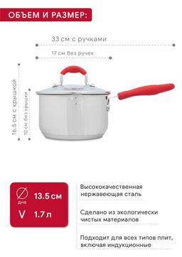 Набор кухонной посуды FANCY 2пр (ковш 1.7л+кастрюля 3.3л)