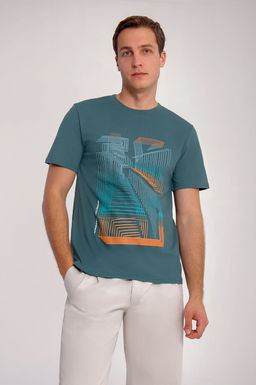 Арт. 61136 Футболка мужская 48-56 (5 шт) Цвет:синевато-зеленый