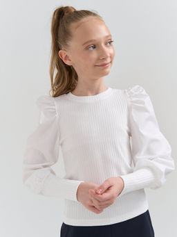 Блузка из лапши для девочки Белая 7+