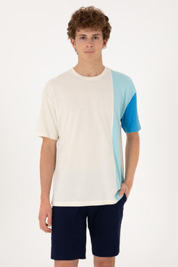 Erkek Comfort Fit Bisiklet Yaka Ekru Ti__rt Sepette S_rpriz _ndirim