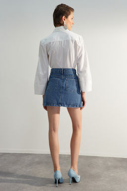 TRENDYOLMILLA Limited Edition Mavi More Sustainable Y?rtmacl? Mini Denim Etek TWOSS23ET00347 фото 5