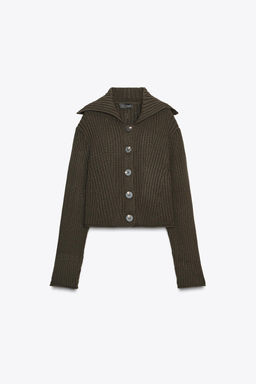 RIB KNIT CARDIGAN WITH BUTTONS - Zara фото 3