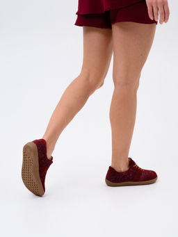 Кеды босоногие натуральная замша бордовые 184.natabr.Бордовая замша+бордовый джангл/Кожа