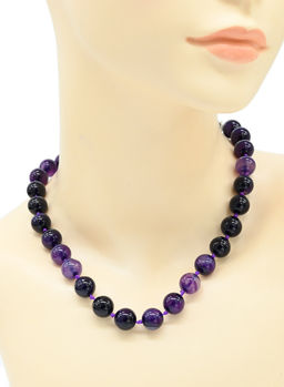 Бусы из агата тонированного шарик 12мм цвет фиолетовый, 45см