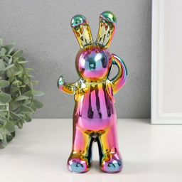 Фигурка керамика Модный зайка, зелёный хамелеон, 7?9.5?22 см