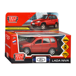 Машина металл LADA NIVA 12 см, (двери, багаж, красный)инерц., в коробке