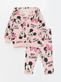Kap??onlu Minnie Mouse Bask?l? K?z Bebek H?rka ve Tayt 2li Tak?m