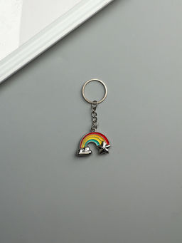 Цена за 12 шт. Брелок металл, эмаль "Радуга с облаком и звездой" 3х3,9х0,5 см