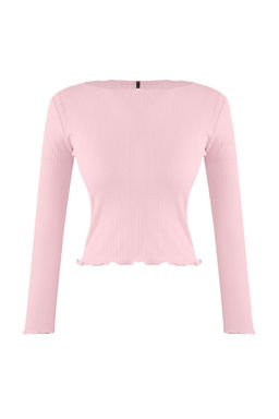 Teen Pembe Pointel Slim/Vucuda Oturan Orme Bluz TWOAW26BZ00012