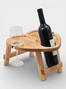 Подарочный набор посуды Adelica С любовью, столик для вина d=32 см, менажница d=25 см, подсвечник d=8 см, дерево берёза