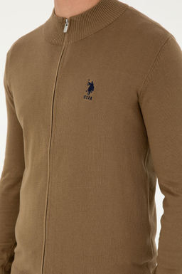 Мужской базовый трикотажный кардиган цвета хаки - U.s. polo assn фото 7