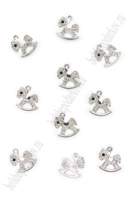 Подвеска металл "Лошадка" (10 шт) SF-7343, серебро