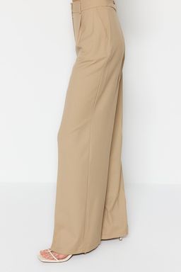 TRENDYOLMILLA Haki Utu Izli Wide Leg/Genis Paca Dokuma Kumas Pantolon TWOSS23PL00326  фото 5
