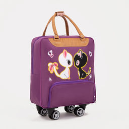 Сумка дорожная 18 на колёсах, отдел на молнии, наружный карман, цвет фиолетовый