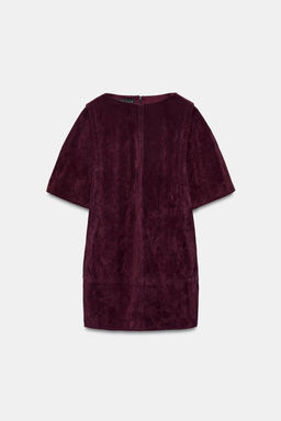 100% LEATHER SUEDE SHORT DRESS - Zara фото 9