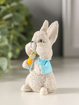 Фигурка гипс Кролик с морковкой, 7?5?4 см, серый