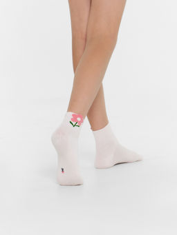 Цена за 5 пар! Носки детские зефирно-розовые с объёмным рисунком в виде цветка - Mark formelle фото 2