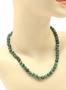 Бусы из камня кальцита граненые 8мм цв.цоизит, 48см