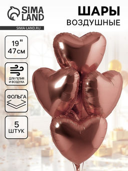 Воздушные шары фольгированные 19" Каштан, 5 шт.