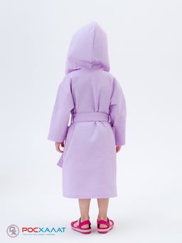 Детский вафельный халат с капюшоном сиреневый В-07 (18)