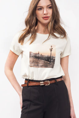 Футболка из эластичного хлопка с фото принтом "Рассвет в Венеции"