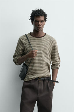 CAMISETA JACQUARD RAYAS / Crudo / Verde - Zara фото 2