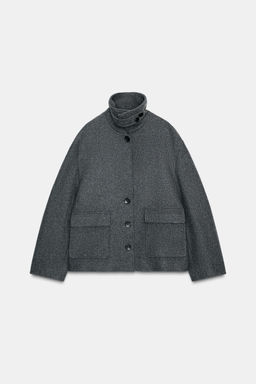 CROPPED WOOL COAT WITH HIGH NECK - Zara фото 7