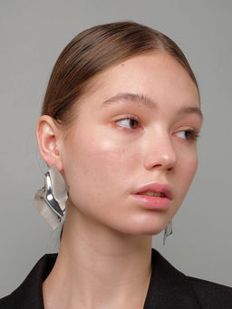 Серьги металл «Атмосфера» ромб мятый, цвет серебро