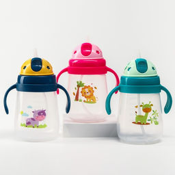 Поильник с силиконовой трубочкой и ручками, 400 мл., цвет МИКС - Simaland фото 11