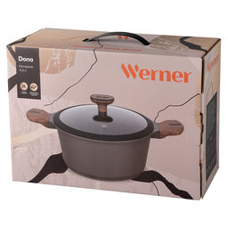 51471 WERNER Кастрюля DONO 24,0x11,5 см/4,3 л с индукционным дном, с двухслойным мраморным антипригарным покрытием Pfluon, бакелитовая ручка с покрытием Soft Touch, крышка с силиконовым ободом. Матери  фото 3