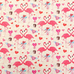 Бумага упаковочная крафт белый «Розовый фламинго», 50×70 см, набор 10 шт.