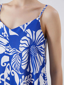 V Yaka ?i?ekli Ask?l? A Kesim Elbise