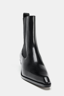 LIMITED EDITION LEATHER KITTEN HEEL ANKLE BOOTS - Zara фото 6