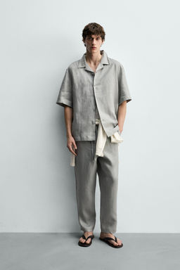 PANTAL?N RELAXED FIT 100% LINO / Marr?n / Topo
