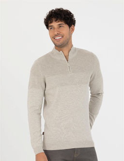 Kum Melanj Slim Fit Fermuarl_ Dik Yaka Triko Kazak - Pierre cardin фото 3