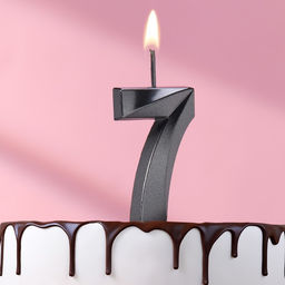 Цена за 2 шт. Свеча в торт на шпажке «Цифра 7», черная, 5 см