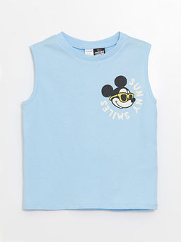 Bisiklet Yaka Kolsuz Mickey Mouse Bask?l? Erkek Bebek Atlet ve Deniz ?ortu 2li Tak?m - Waikiki фото 2
