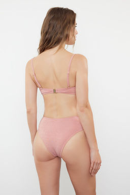 Pembe Straplez Aksesuarl? Simli Brazilian Bikini Tak?m? TBESS24BT00054