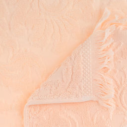 Полотенце махровое "Вензель" 34х75см, хлопок 100%, с бахромой, персиковый (Китай)