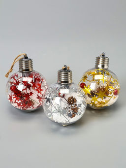 Набор ёлочных шаров Мишура звёзды, 3 шт, d=8 см, 5 LED, от батареек, свечение белое - Luazon lighting фото 2