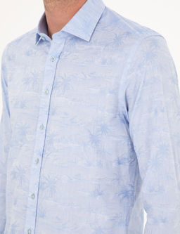 Голубая зауженная рубашка с длинным рукавом - Cacharel фото 7