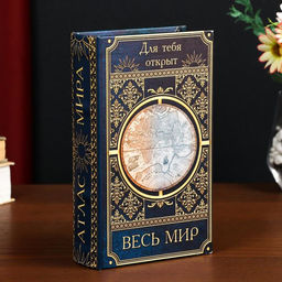 Шкатулка книга - сейф «Для тебя открыт весь мир», дерево и искусственная кожа, с замком, 21×13×5 см