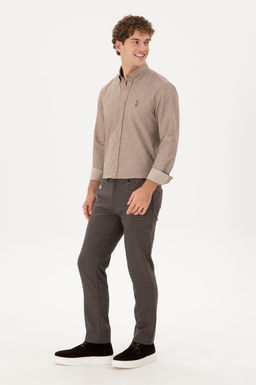 Мужская рубашка светло-коричневого цвета с длинным рукавом - U.s. polo assn фото 4