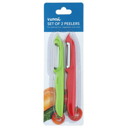 Овощечистка Палитра прямая, цветное пластмассовое основание микс 15,5х2х1,2см, набор 2 штуки, в блистере (Китай) - Домашняя Мода фото 3