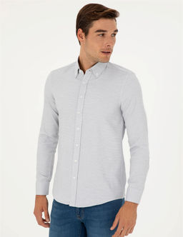 Gri Slim Fit Uzun Kollu G_mlek - Pierre cardin фото 3