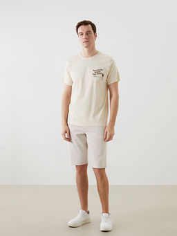 Bisiklet Yaka K?sa Kollu Bask?l? Penye Erkek Ti??rt