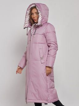 Пальто утепленное молодежное зимнее женское фиолетового цвета 59120F - CHOI PIGEON фото 6
