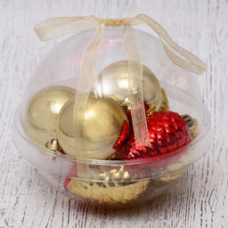 Ёлочные игрушки Джоан, новогодние, набор 9 шт., красно-золотой - Зимнее волшебство фото 2