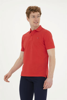 Мужская красная базовая футболка с воротником-поло Неожиданная скидка в корзине - U.s. polo assn фото 3
